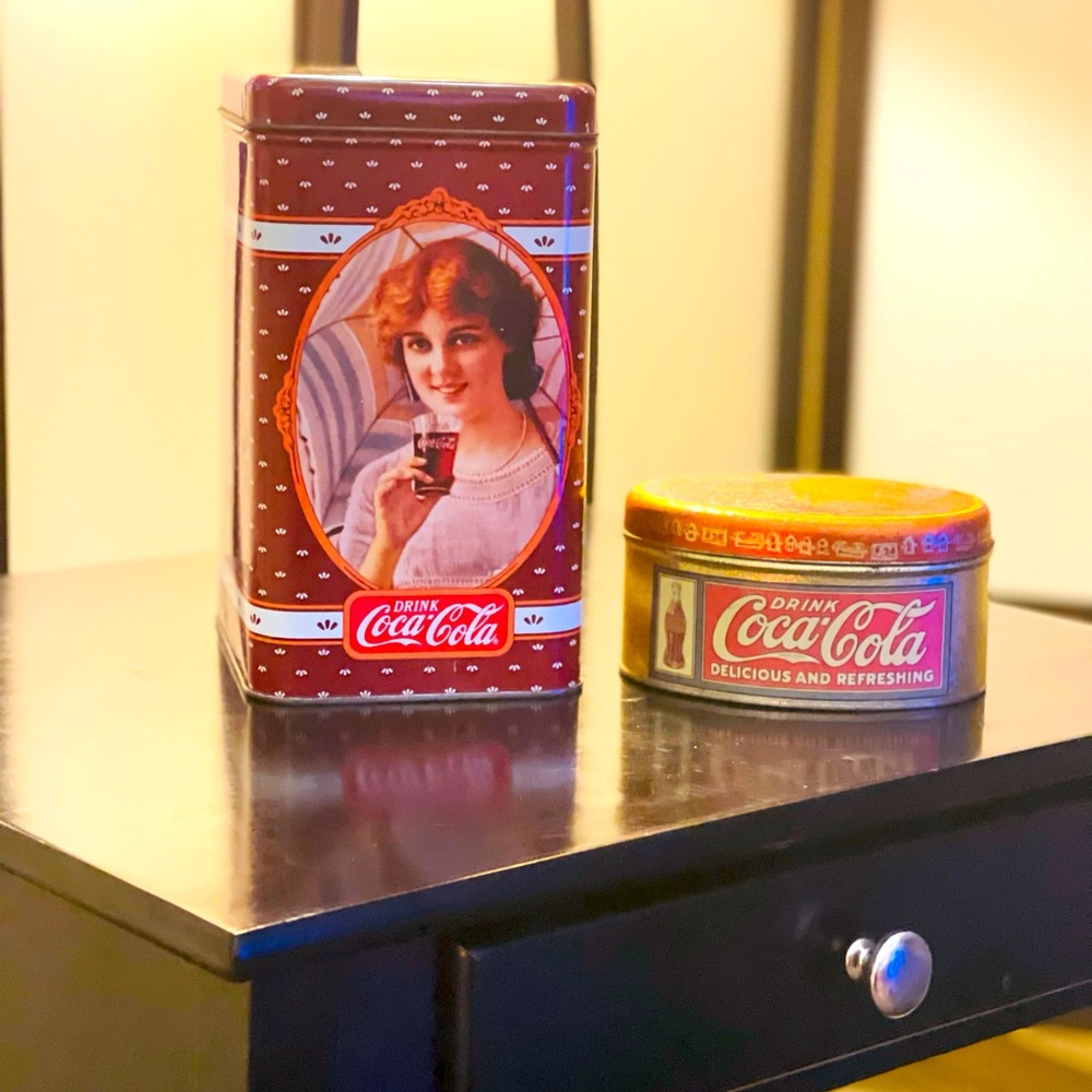COCA COLA Vintage Tins Includes 2, 6”x4.75” and 5”x 3.75”